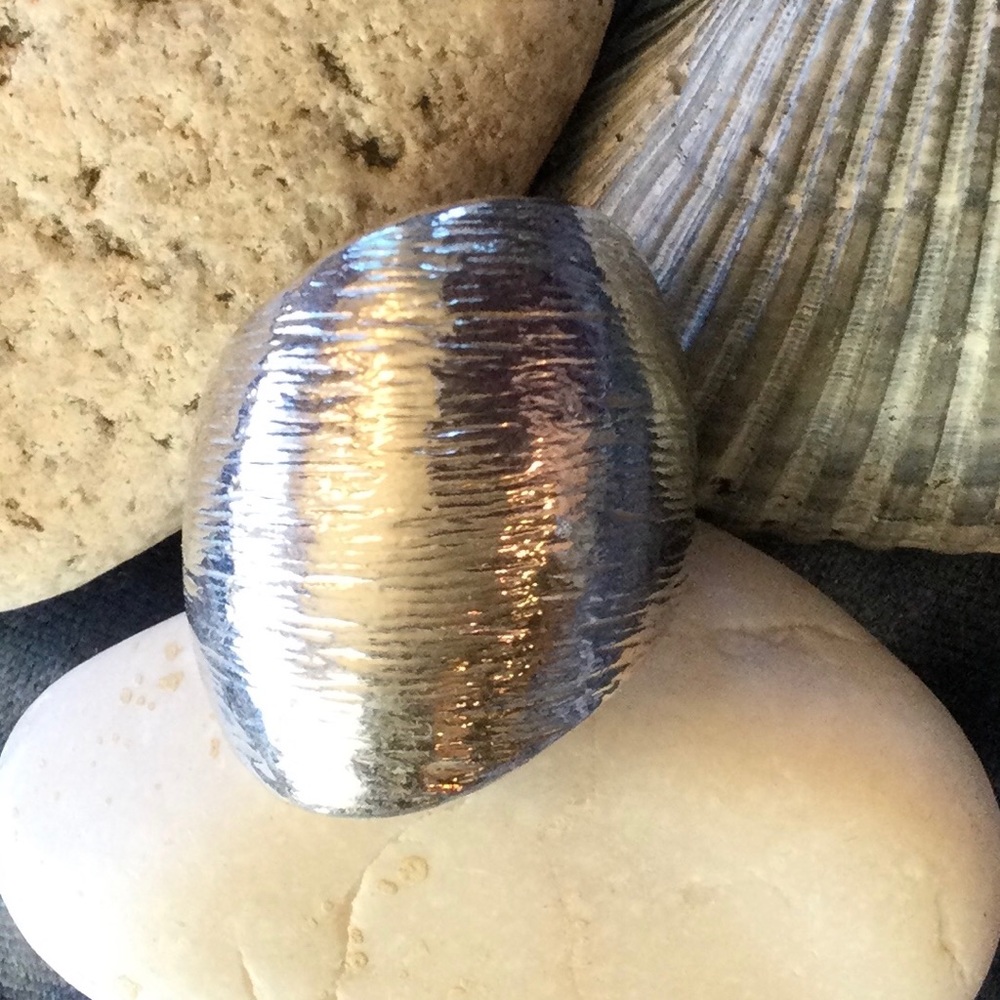 Statement Textured Silver Toned Ring